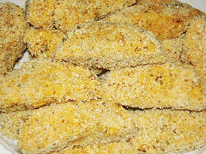 Bastoncini di mozzarella impanati